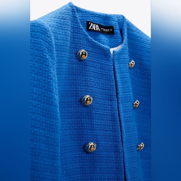 ZARA GOLD BUTTON TEXTURED BLAZER - Picture 12 of 12